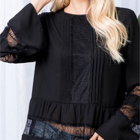 CHIC DOLLZ Black Lace detailed Blouse - Picture 7 of 7